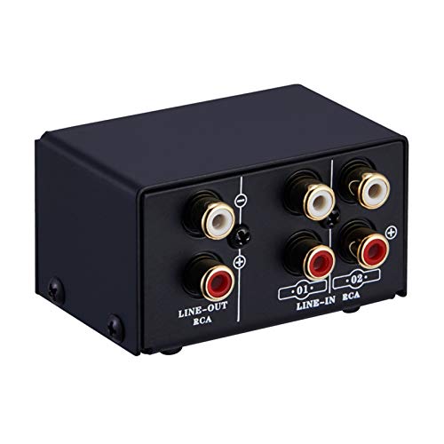 summina LYNEPAUAIO Audio Switcher RCA 2 in 1 Out / 1 in 2 Out A/B Switch Stereo Audio Splitter Box with No Distortion RCA Jack for Switch between Computer Speakers and Headphones von summina