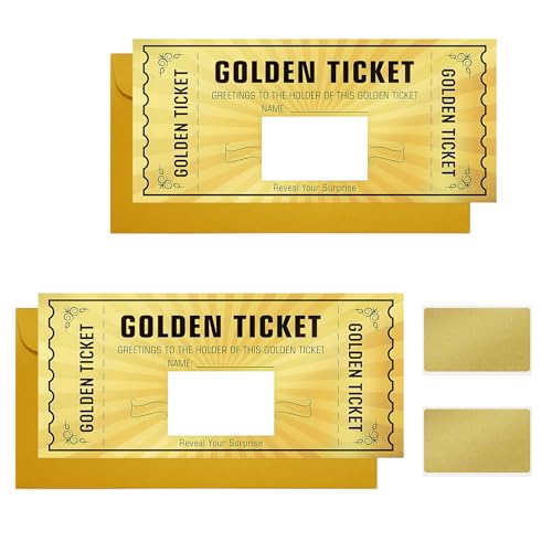 2 Stück Gutscheine zum Selbstgestalten mit Rubbelsticker, Golden Ticket, Geburtstagskarte, Geschenkidee – Rubbelkarten zum Beschriften – Perfekte Geschenke für Frauen & Männer 2 Stück Gutscheine zum Selbstgestalten mit Rubbelsticker, Golden Ticket, Geburtstagskarte, Geschenkidee – Rubbelkarten zum Beschriften – Perfekte Geschenke für Frauen & Männer von sundrerfect