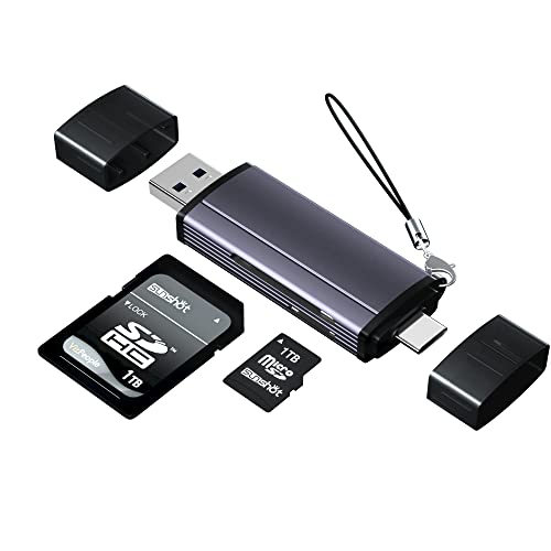 SD Kartenleser für iPhone 15 Pro Max, USB Kartenleser 3.0, USB C Kartenleser Aluminum 2in1, Kartenlesegerät USB C, kompatibel für SD/Micro SD/TF/SDHC/SDXC, kompatibel mit Android/Windows/Mac/iPad OS von sunshot