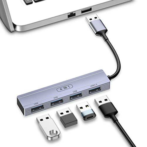 sunshot USB 3.0 Hub,4 USB A Ports Hub Expander,Ultra Slim Splitter Adapterkabel für Laptop, Computer, PC zum Erweitern von USB Flash Drives, Maus, Tastatur, Drucker, Mobile HDD von sunshot
