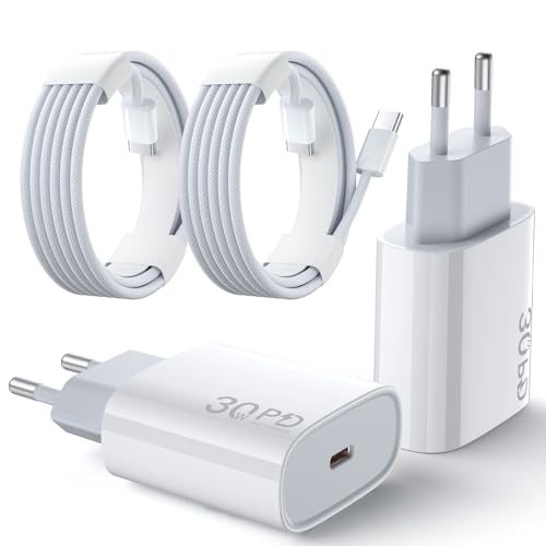 30W USB C Ladegerät für iPhone 16 Pro Max, [𝐌𝐅𝐢 𝐂𝐞𝐫𝐭𝐢𝐟𝐢𝐞𝐝] 30W iPhone 16e Schnellladegerät mit 2M Geflochtene iPhone 15/16 Schnellladekabel PD3.0 Superschnelles Laden von suohong