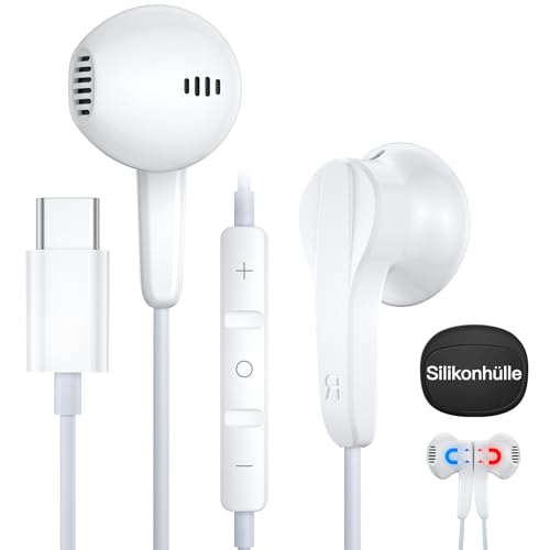 USB C Kopfhörer, für iPhone 16 Pro Max [MFi-Zertifiziert] In-Ear Kopfhörer mit Kabel USB C, mit Mikrofon/Lautstärkeregler/HiFi-Stereo Ohrhörer USB Typ C Kopfhörer für iPhone 15/iPad Pro/Samsung S24 von suohong