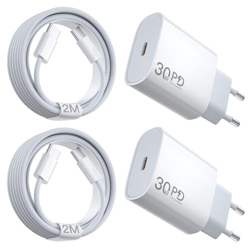 USB C Ladegerät, für iPhone 16/16 Pro/16 Pro Max/16 Plus [𝗔𝗽𝗽𝗹𝗲 MFi Zertifiziert], 30W USB C Schnellladegerät mit 2M Geflochtenes Schnellladekabel für iPhone 15/iPad Pro/Air/Samsung 24 Ultra von suohong