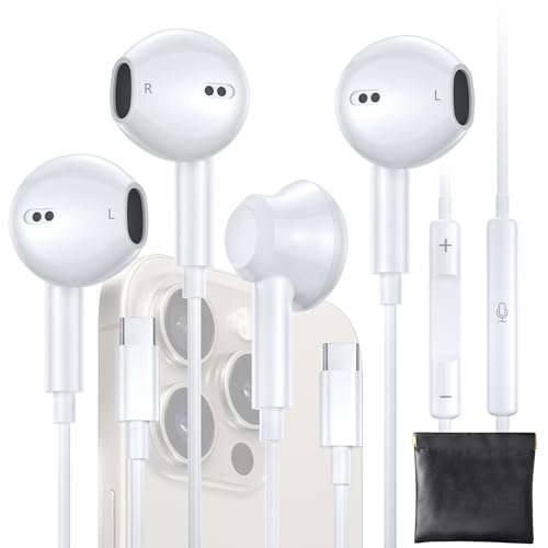 iPhone Kopfhörer mit Kabel USB C, [MFi-Zertifiziert] Kabelkopfhörer Type C mit Mikrofon und Lautstärkeregler, HiFi Stereo In-Ear Kopfhörer für iPhone 16e/15 Pro Max/iPad Pro/Samsung S25 S24 Ultra von suohong