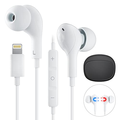 suohong iPhone Kopfhörer mit Kabel für【MFi-Zertifiziert】 In-Ear Kopfhörer mit Lightning Anschluss mit Mikrofon und Lautstärkeregler für iPhone 14/13/12/SE/11/X/XS/XR/8/7 Unterstützt alle iOS - Weiß von suohong