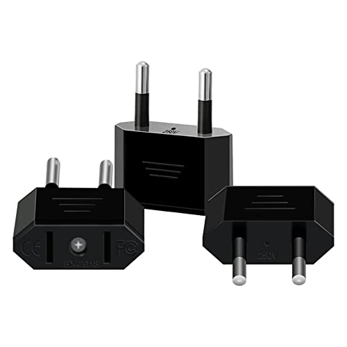 3 Stück Reiseadapter USA Adapter Amerika Deutschland Stecker, Adapterstecker USA Stecker auf 2 Pin Euro, Italien, Spanien, Deutschland USA auf Deutschland Adapter für Geräte mit US Netzteil von superpow