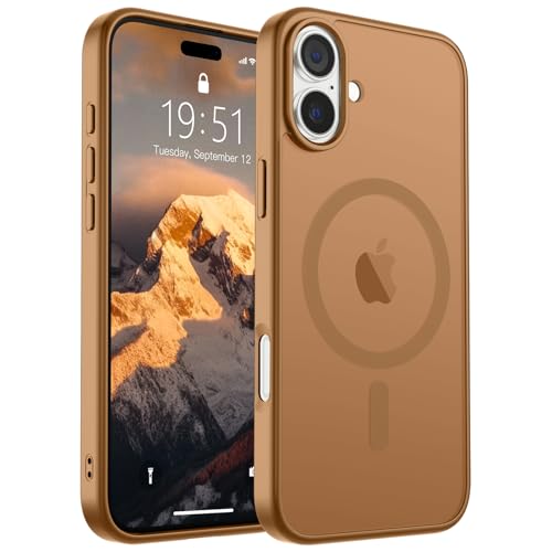 SUPFINE Magnetisch für iPhone 16 Plus Hülle [Kompatibel mit MagSafe] [Fallschutz in Militärqualität] Schlanke, durchscheinende matte stoßfeste Handyhülle mit Anti-Fingerabdruck-Handyhülle, Braun von supfine