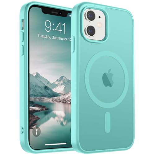 SUPFINE Magnetische Schutzhülle für iPhone 11 (kompatibel mit MagSafe) (Fallschutz in Militärqualität), dünn, durchscheinend, matt, stoßfest, mit Anti-Fingerabdruck-Handyhülle, Blaugrün von supfine