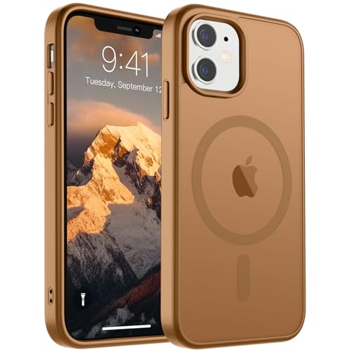 SUPFINE Magnetische Schutzhülle für iPhone 11 (kompatibel mit MagSafe) (Fallschutz in Militärqualität), dünn, durchscheinend, matt, stoßfest, mit Anti-Fingerabdruck-Handyhülle, Braun von supfine