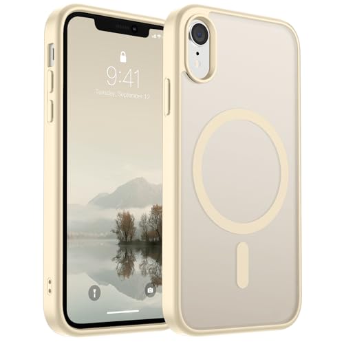 SUPFINE Magnetische Schutzhülle für iPhone XR (kompatibel mit MagSafe) (Fallschutz in Militärqualität), dünn, durchscheinend, matt, stoßfest, mit Anti-Fingerabdruck-Handyhülle, Antikweiß von supfine