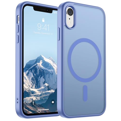 SUPFINE Magnetische Schutzhülle für iPhone XR (kompatibel mit MagSafe) (Fallschutz in Militärqualität), dünn, durchscheinend, matt, stoßfest, mit Anti-Fingerabdruck-Handyhülle, Blau / Violett von supfine