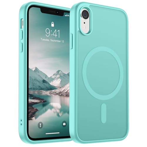 SUPFINE Magnetische Schutzhülle für iPhone XR (kompatibel mit MagSafe) (Fallschutz in Militärqualität), dünn, durchscheinend, matt, stoßfest, mit Anti-Fingerabdruck-Handyhülle, Blaugrün von supfine