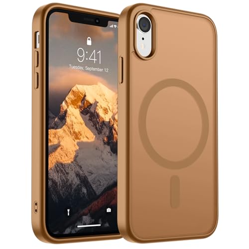 SUPFINE Magnetische Schutzhülle für iPhone XR (kompatibel mit MagSafe) (Fallschutz in Militärqualität), dünn, durchscheinend, matt, stoßfest, mit Anti-Fingerabdruck-Handyhülle, Braun von supfine