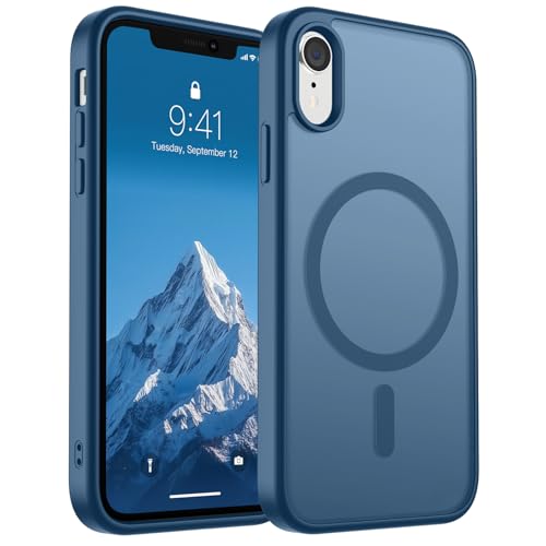 SUPFINE Magnetische Schutzhülle für iPhone XR (kompatibel mit MagSafe) (Fallschutz in Militärqualität), dünn, durchscheinend, matt, stoßfest, mit Anti-Fingerabdruck-Handyhülle, Dunkelblau von supfine