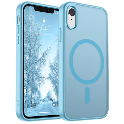 SUPFINE Magnetische Schutzhülle für iPhone XR (kompatibel mit MagSafe) (Fallschutz in Militärqualität), dünn, durchscheinend, matt, stoßfest, mit Anti-Fingerabdruck-Handyhülle, Hellblau von supfine