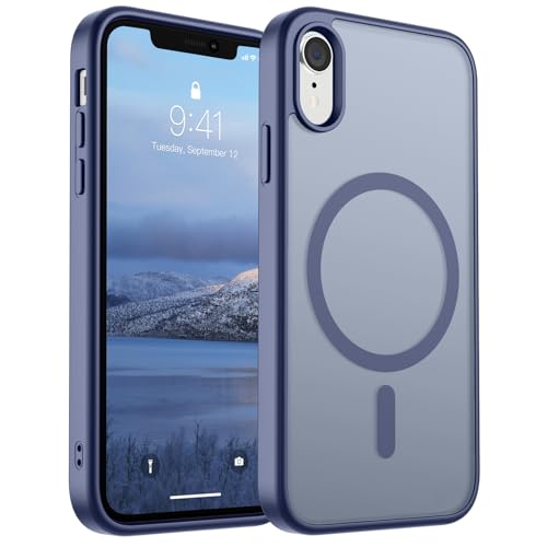 SUPFINE Magnetische Schutzhülle für iPhone XR (kompatibel mit MagSafe) (Fallschutz in Militärqualität), dünn, durchscheinend, matt, stoßfest, mit Anti-Fingerabdruck-Handyhülle, Lavendelgrau von supfine