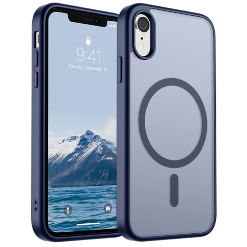 SUPFINE Magnetische Schutzhülle für iPhone XR (kompatibel mit MagSafe) (Fallschutz in Militärqualität), dünn, durchscheinend, matt, stoßfest, mit Anti-Fingerabdruck-Handyhülle, Marineblau von supfine