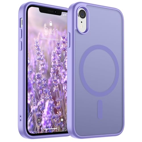 SUPFINE Magnetische Schutzhülle für iPhone XR (kompatibel mit MagSafe) (Fallschutz in Militärqualität), dünn, durchscheinend, matt, stoßfest, mit Anti-Fingerabdruck-Handyhülle, Violett von supfine