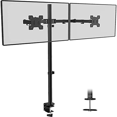 Bildschirmhalterung, Monitor Tischhalterung für 2 Monitore Monitorhalterung Höhenverstellbar 80cm Stange, Monitorhalterung 2 Monitore bis zu 27 Zoll Monitor Halterung MD6842 von suptek