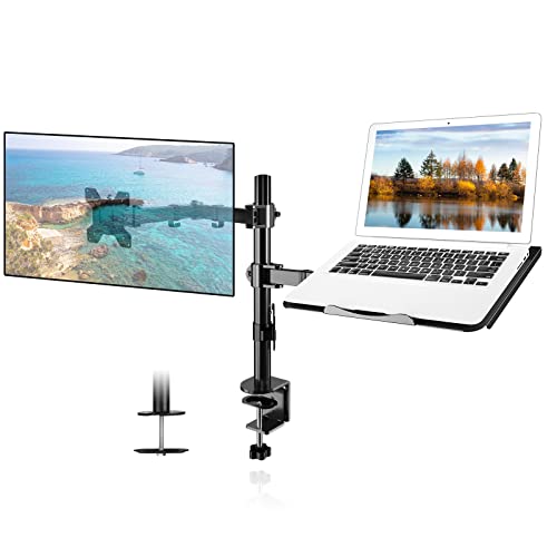 Suptek Monitor Arm mit Laptop Halterung, Dual Monitor Halterung für die meisten 13-27 Zoll LCD LED Bildschirme und bis zu 15,6 Zoll Notebooks, Höhenverstellbarer Laptop Monitor Halterung MD6432TP003 von suptek