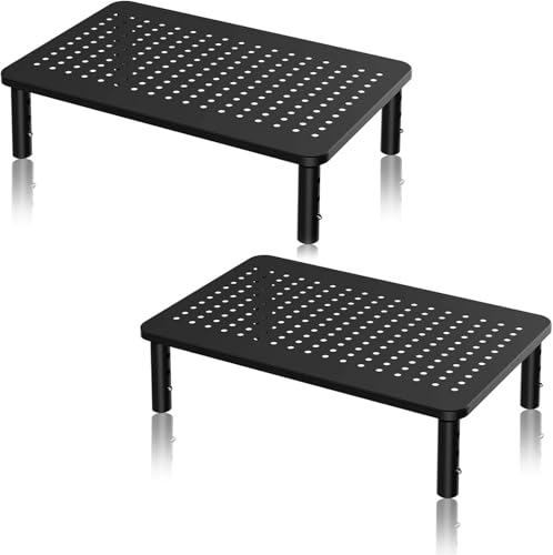 suptek 2 Stück Monitorständer, 3 Höhenverstellbare Bildschirmständer Monitorerhöhung für PC/Monitor/Laptop/Drucker Bildschirmerhöhung bis zu 20kg Metall-Monitorständer für 2 Monitore 2 Pack von suptek