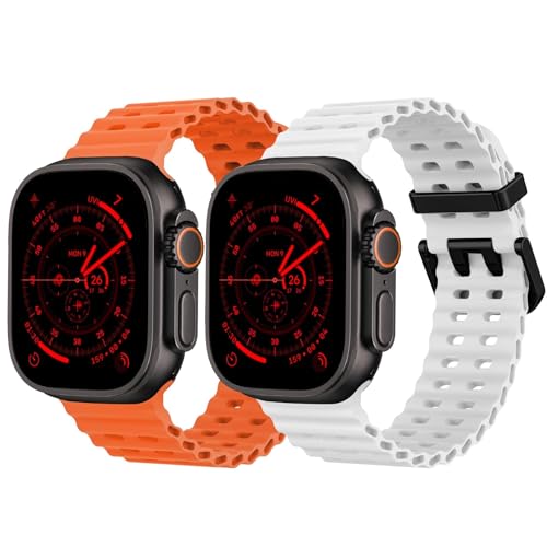 2 Stück Ocean Silikon Armband - Kompatibel mit Apple Watch Ultra 2/Ultra Armband 49mm 46mm 45mm 44mm, Soft Silikon Sport Armbänder für iWatch Ultra 2, iWatch Ultra Series 10 SE/9/8/7/6/5/4/3/2/1 2 Stück Ocean Silikon Armband - Kompatibel mit Apple Watch Ultra 2/Ultra Armband 49mm 46mm 45mm 44mm, Soft Silikon Sport Armbänder für iWatch Ultra 2, iWatch Ultra Series 10 SE/9/8/7/6/5/4/3/2/1 von surundo