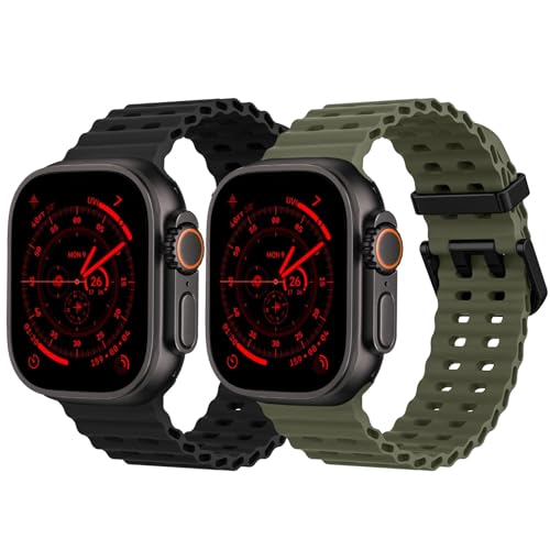 2 Stück Ocean Silikon Armband - Kompatibel mit Apple Watch Ultra 2/Ultra Armband 49mm 46mm 45mm 44mm, Soft Silikon Sport Armbänder für iWatch Ultra 2, iWatch Ultra Series 10 SE/9/8/7/6/5/4/3/2/1 2 Stück Ocean Silikon Armband - Kompatibel mit Apple Watch Ultra 2/Ultra Armband 49mm 46mm 45mm 44mm, Soft Silikon Sport Armbänder für iWatch Ultra 2, iWatch Ultra Series 10 SE/9/8/7/6/5/4/3/2/1 von surundo