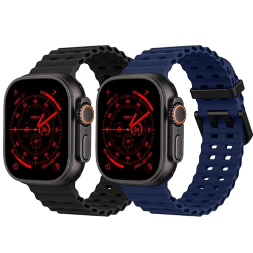 2 Stück Ocean Silikon Armband - Kompatibel mit Apple Watch Ultra 2/Ultra Armband 49mm 46mm 45mm 44mm, Soft Silikon Sport Armbänder für iWatch Ultra 2, iWatch Ultra Series 10 SE/9/8/7/6/5/4/3/2/1 2 Stück Ocean Silikon Armband - Kompatibel mit Apple Watch Ultra 2/Ultra Armband 49mm 46mm 45mm 44mm, Soft Silikon Sport Armbänder für iWatch Ultra 2, iWatch Ultra Series 10 SE/9/8/7/6/5/4/3/2/1 von surundo