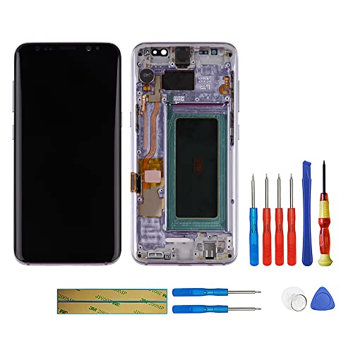 SWARK AMOLED Display kompatibel mit Samsung Galaxy S8 SM-G950 LCD Display Touchscreen Digitizer (Orchidee Grau mit Rahmen) Handy-Teile + Werkzeug von swark