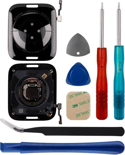 SWARK Rückabdeckung Glas Herzfrequenz Teil Anschluss kompatibel mit A-pple Watch 6th 44 mm (Zellular/LTE) A2292 A2294 A2376 mit Werkzeug von swark