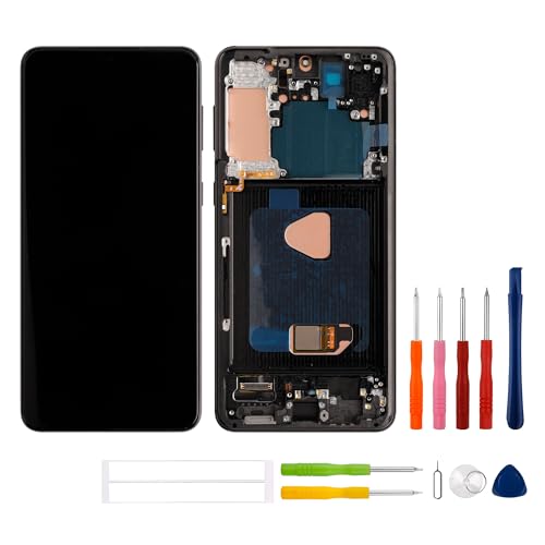 swark 6.7 Zoll OLED Display Kompatibel mit Galaxy S21 Plus 5G SM-G996B, SM-G996B/DS, SM-G996U (Schwarz mit Rahmen) LCD Display Touchscreen Replacement + Werkzeugsatz(mit Fingerprint) von swark