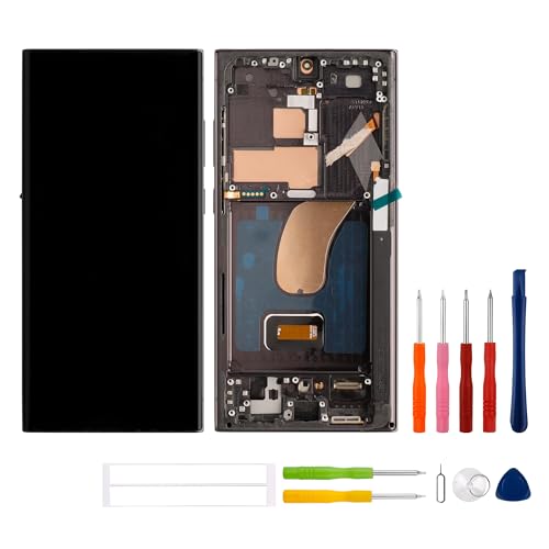 swark [mit Rahmen][Unterstützung Fingerabdruck-Funktion] Neue OLED LCD-Touchscreen-Digitizer-Baugruppe für Galaxy S23 Ultra SM-S918B mit aktualisiertem Reparaturwerkzeugsatz von swark
