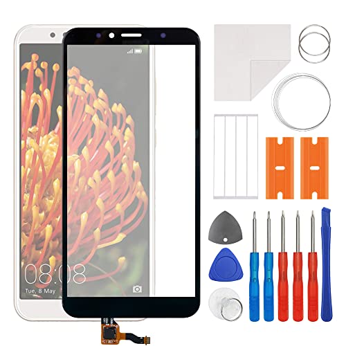 swark Display Glas Frontglas Reparatur Set incl. Connector kompatibel mit Huawei Y6 (2018) (Schwarz)(No LCD Screen) inkl. Werkzeugsatz von swark