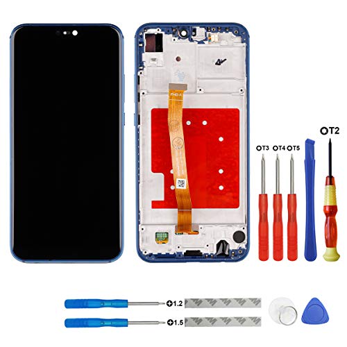 swark LCD Display Kompatibel mit Huawei P20 Lite NE-TL00, ANE-LX1-3, ANE-LX2J, ANE-AL00, ANE-L23, ANE-L22, ANE-L21, HWV32/Huawei Nova 3e Touch Screen Replacement + Tools (Blau mit Rahmen) von swark