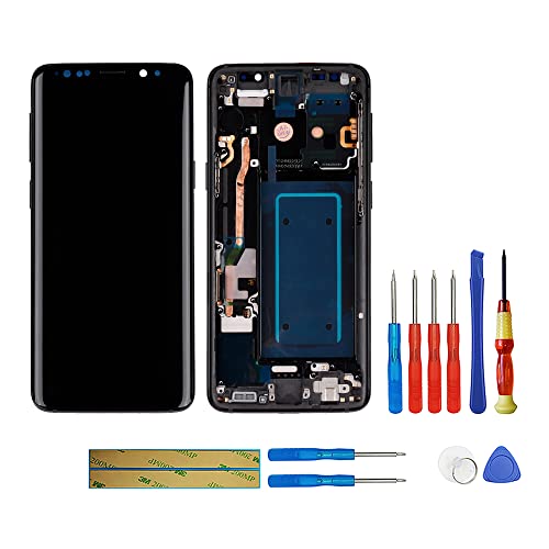 swark [mit Rahmen][Unterstützung Fingerabdruck-Funktion] Neue OLED LCD-Touchscreen-Digitizer-Baugruppe für Galaxy S9 SM-G960 LCD Touch Screen Replacement mit aktualisiertem Reparaturwerkzeugsatz von swark