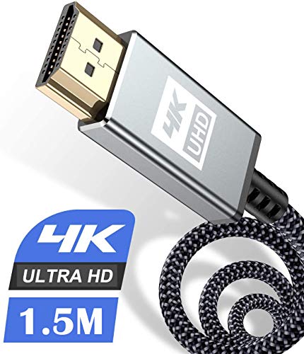 4K HDMI Kabel 1.5Meter,sweguard HDMI Kabel 4K @ 60Hz 18Gbps Highspeed HDMI 2,0 Kabel Nylon Geflecht, vergoldete Anschlüsse mit Ethernet/Audio Rückkanal, Kompatibel mit Video 4K UHD 2160p, HD 1080p von sweguard