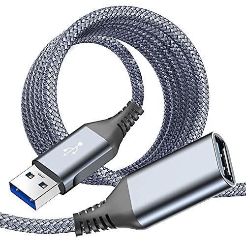 USB 3.0 Verlängerung Kabel 1M, USB Verlängerungskabel USB A Stecker auf A Buchse Nylon USB Kabel Verlängerung 5Gbps Superschnelle für Kartenlesegerät,Tastatur, Drucker, Scanner, Kamera, Hubs-Grau von sweguard