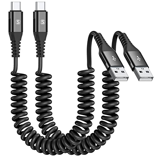 USB C Kabel 3.0A Schnellladung [2Stück 1m+3m] Ladekabel i Phone 15 Pro Max Plus Type C Kabel Spiralkabel PVC für Samsung Galaxy S24 S23 S22 S21 Plus,Note10/9/8,M31 M30s M20,A20e A71 A52 A51 A50,Mi9/8 von sweguard