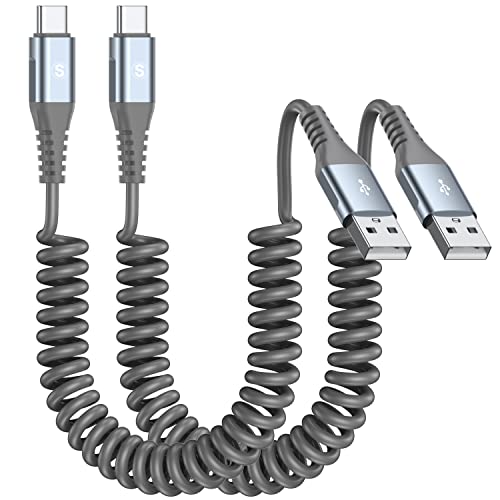 USB C Kabel 3.0A Schnellladung [2Stück 1m] Ladekabel i Phone 15 Pro Max Plus Type C Kabel Spiralkabel PVC für Samsung Galaxy S24 S23 S22 S21 Plus,Note10/9/8,M31 M30s M20,A20e A71 A52 A51 A50,Mi9/8 von sweguard