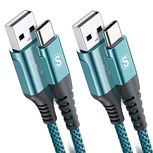 sweguard USB C Kabel 3.1A [2Stück 2m] Schnellladung,Ladekabel USB C Nylon Type C Kabel für Samsung Galaxy S25 S24 S23 S22 S21 S20 Plus/Ultra/FE,iPhone 16 15 Pro Max,Note20,A72 A71 A52 A51 A50,M31 M30s von sweguard