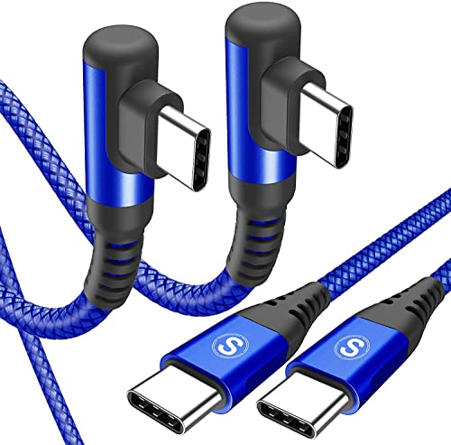 USB C auf USB C Kabel 60W 3.0A [2Stück 2M] PD Schnellladen USB Typ C Winkel Nylon Geflochtenes Ladekabel für Samsung Galaxy S22 S21 S20 Note, iPad Pro/Air 5 4th/Mini 6 MacBook, Pixel Typ C Ladegerät von sweguard