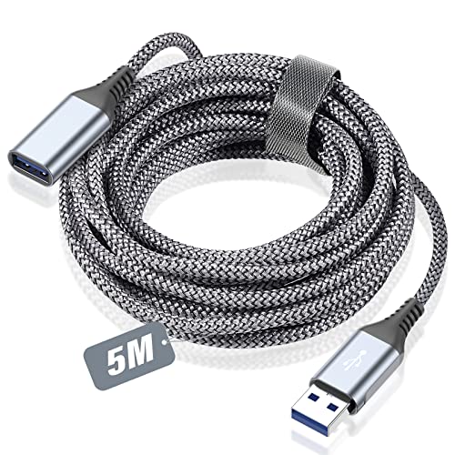 sweguard USB 3.0 Verlängerung Kabel 5M, USB Verlängerungskabel USB A Stecker auf A Buchse Nylon USB Kabel Verlängerung 5Gbps Superschnelle für Kartenlesegerät,Tastatur,Drucker,Scanner,Kamera,Hubs von sweguard