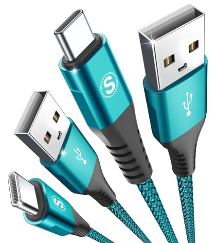 sweguard USB C Kabel 3.1A [2Stück 2m+3m] Schnellladung,Ladekabel USB C Nylon Type C Kabel für Samsung Galaxy S25 S24 S23 S22 S21 S20 Plus/Ultra/FE,iPhone 15 16 Pro Max,Note20,A72 A71 A52 A51 A50,M31 von sweguard