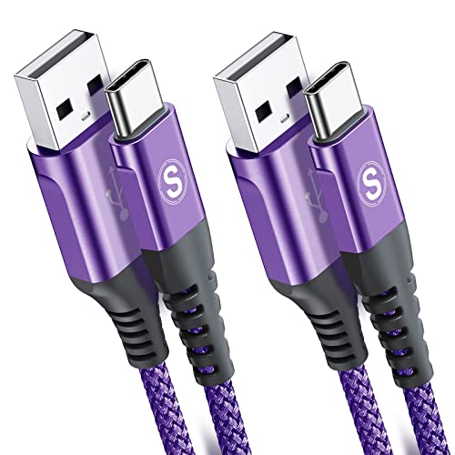 sweguard USB C Kabel 3.1A [2Stück 2m] Schnellladung, Ladekabel USB C Nylon Type C Kabel für Samsung Galaxy S23 S22 S21 S20 S10 Plus/Ultra/FE,iPhone 15 Pro Max,Note20,A72 A71 A52 A51 A50,M31 M30s M20 von sweguard