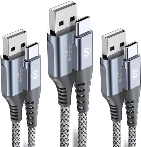 sweguard USB C Kabel 3.1A [3Stück 2m+2m+1m] Schnellladung, Ladekabel USB C Nylon Type C Kabel für Samsung Galaxy S24 S23 S22 S21 Plus/Ultra/FE,Note 20/10,A71 A52 A51,i Phone 15 pro max,HUAWEI P60/P50 von sweguard