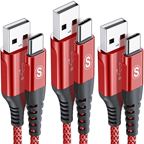 sweguard USB C Kabel 3.1A [3Stück 3m+2m+1m] Schnellladung, Ladekabel USB C Nylon Type C Kabel für Samsung Galaxy S23 S22 S21 S20 Plus/Ultra/FE,Note 20/10,A71 A52 A51,i Phone 15 pro max,HUAWEI P60/P50 von sweguard