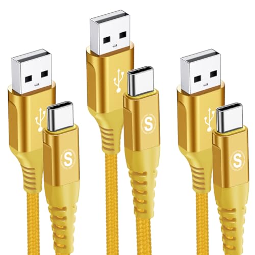 sweguard USB C Kabel 3.1A [3Stück 3m+2m+1m] Schnellladung, Ladekabel USB C Nylon Type C Kabel für Samsung Galaxy S24 S23 S22 S21 Plus/Ultra/FE,Note 20/10,A71 A52 A51,i Phone 15 pro max,HUAWEI P60/P50 von sweguard