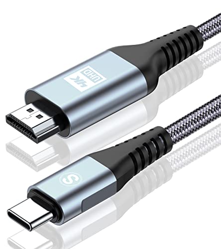 sweguard USB C auf HDMI Kabel 4K 1M,USB Typ C auf HDMI UHD Kabel Geflochten Thunderbolt 3/4 Adapter Kompatibel für i Phone 15 Pro Max,MacBookPro/Air,iMac,iPad,Samsung S24 S23 zu s8,Surface,Dell,HP von sweguard