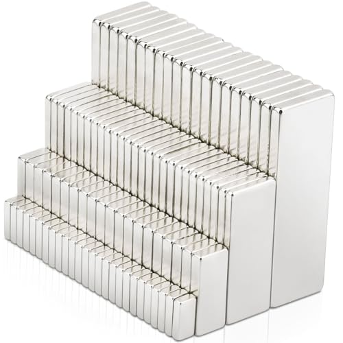 100 Stück Kleine Magnete Stark, 4 Verschiedene Größe Neodym Magnete Extra Stark Magneten für Magnettafel Starker Magnet Rechteckige für Küchenschrank, Whiteboard, Magnetboard von swihorab