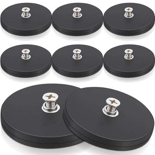 8Stück Neodym Magnete Gummiert, Ø 66mm Starke gummiert Magnete Anti-Rutsch mit M6 Innengewinde Magnetischer Montagesockel für Lichtleisten, 30kg Haftkraft Gummi Runde Magnete mit Gewinde von swihorab